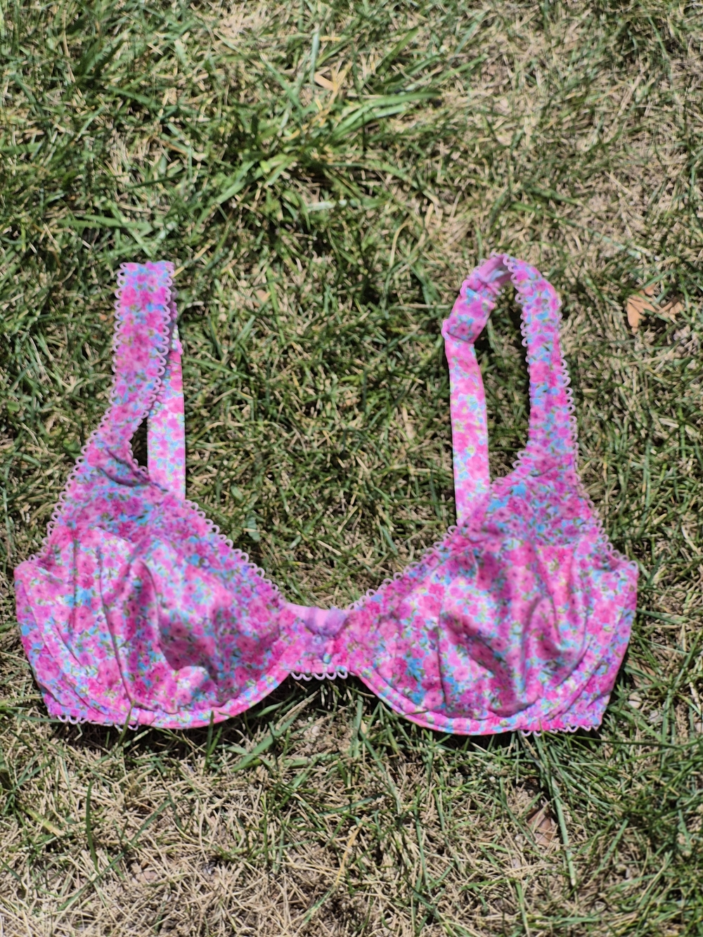 For Love & Lemons Pink Floral Unlined Underwire Bra-SDD